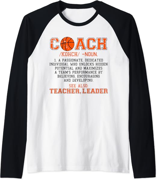 Basketball Coach Noun Definition Funny Men Women Sport Gifts Raglan